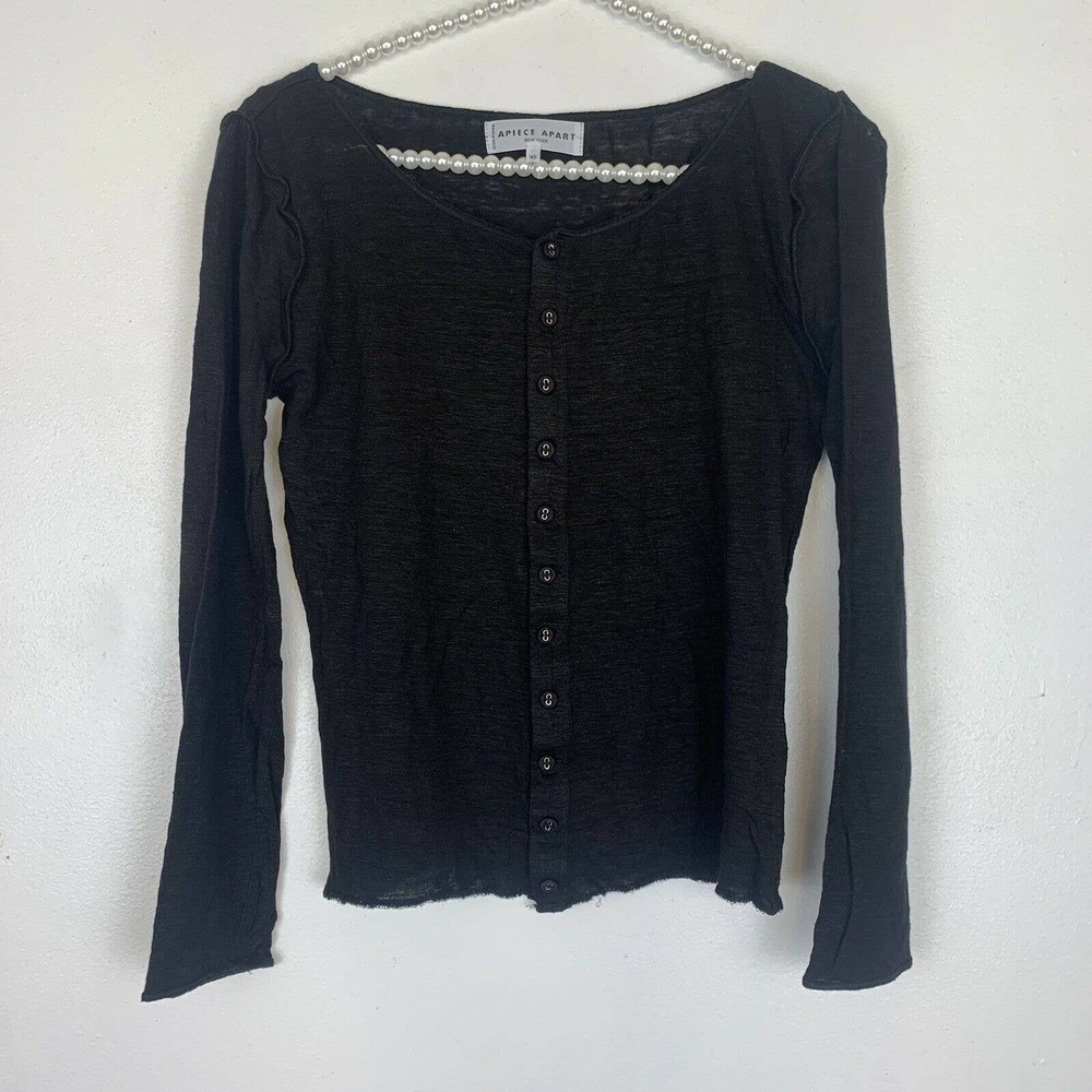 Apiece Apart 100% linen black button top black size XS